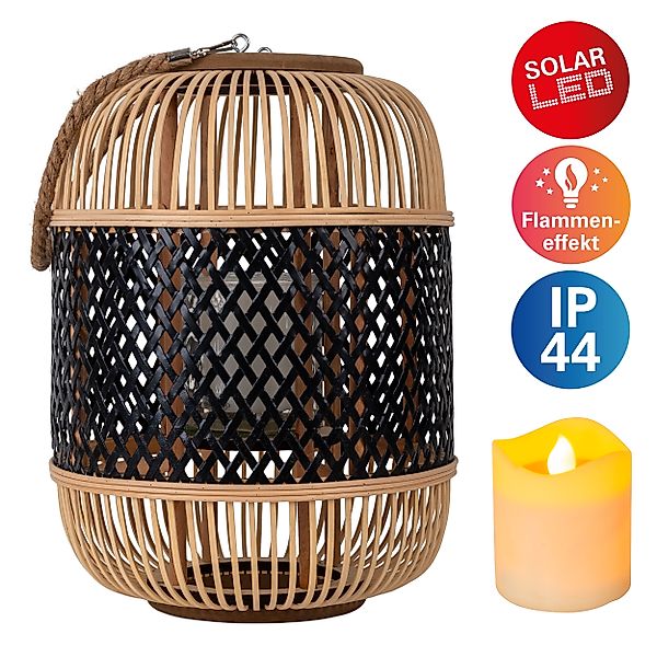 näve LED Dekolicht »Korbinian«, 1 flammig, Rattankorb natur/schwarz mit Gri günstig online kaufen
