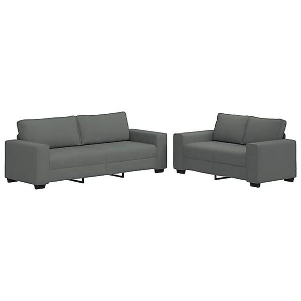 vidaXL Sofa 2-tlg. Sofagarnitur mit Kissen Dunkelgrau Stoff günstig online kaufen