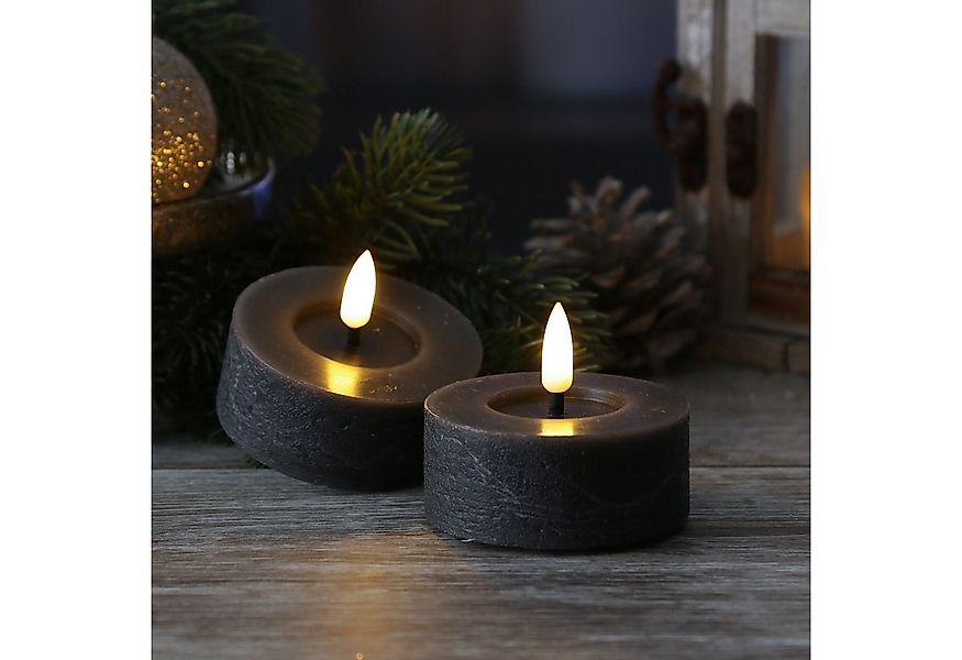 MARELIDA LED-Kerze LED Maxi Teelichter Lina Rustik Optik Echtwachs D: 7cm g günstig online kaufen