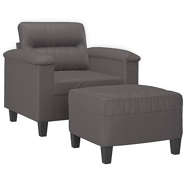 vidaXL Sofa Sessel mit Hocker Grau 60 cm Kunstleder günstig online kaufen