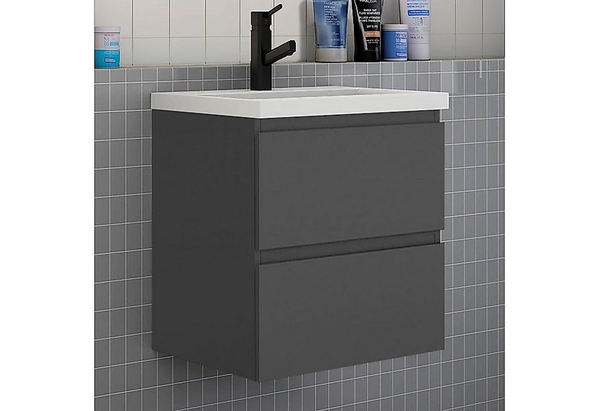 Aica Sanitär Waschtisch Anthrazit Waschtische Unterschrank mit Wachbecken günstig online kaufen