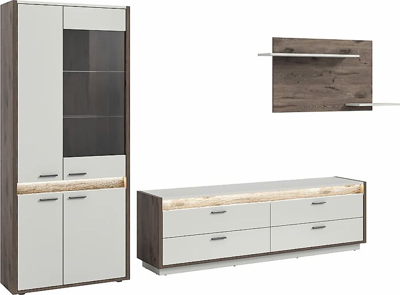 INOSIGN Wohnwand "Treviso, Breite 299 cm, bestehend aus: 1x Vitrine, 1x Low günstig online kaufen