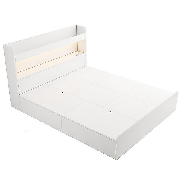 i@home Stauraumbett Stauraumbett 140x200cm mit LED, USB & Schubladen, weiß, günstig online kaufen