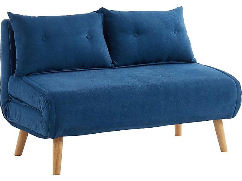 Schlafsofa 2-Sitzer - Stoff - Blau - VALERIO günstig online kaufen