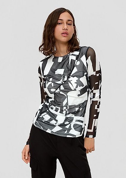 QS Langarmshirt T-Shirt Mesh-Shirt mit All-over-Print günstig online kaufen