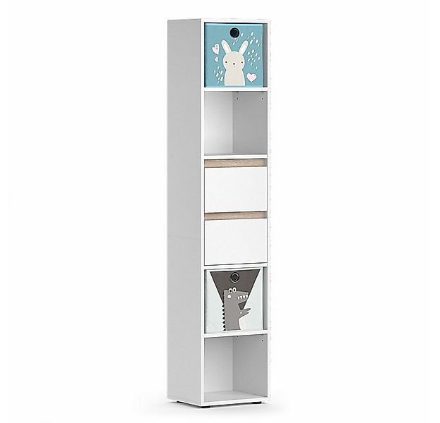 Vicco Bücherregal Robert, Weiß/Sonoma, 36.2 x 171 cm mit Faltboxen bunt, 1- günstig online kaufen