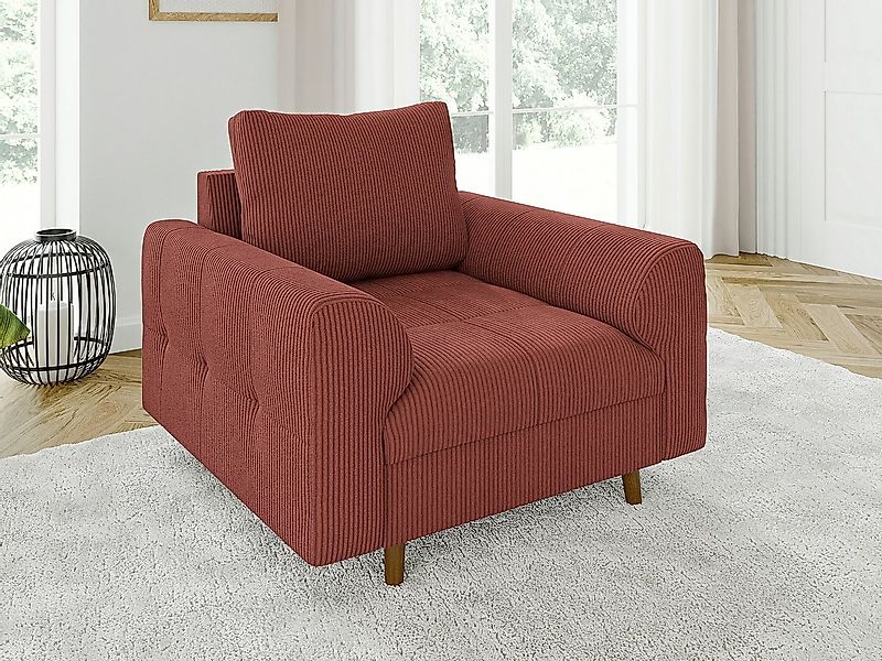 S-Style Möbel Sessel Zara mit Braun Holzfüßen im skandinavischen Stil aus C günstig online kaufen