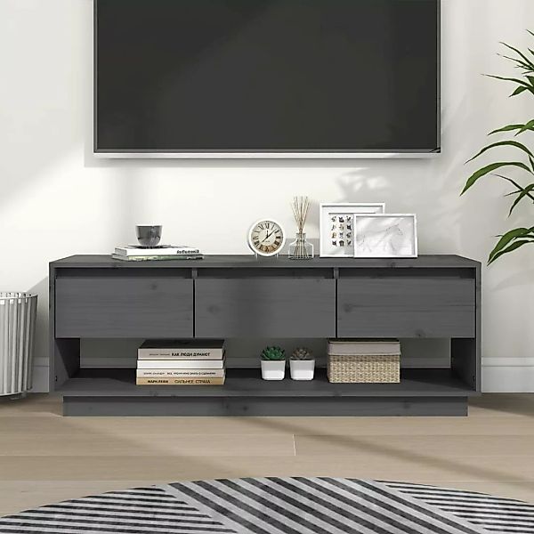 vidaXL TV-Schrank TV-Schrank Grau 110,5x34x40 cm Massivholz Kiefer Lowboard günstig online kaufen