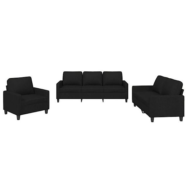 vidaXL Sofa 3-tlg. Sofagarnitur mit Kissen Schwarz Stoff günstig online kaufen