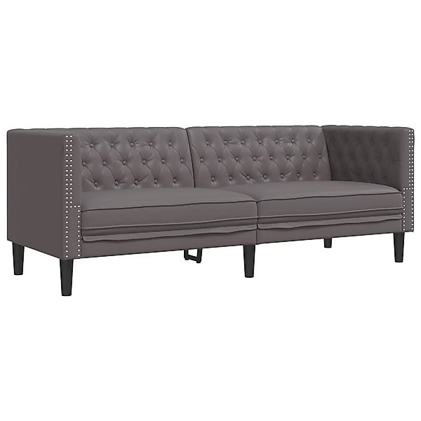 vidaXL Sofa Chesterfield-Sofa 3-Sitzer Grau Kunstleder günstig online kaufen