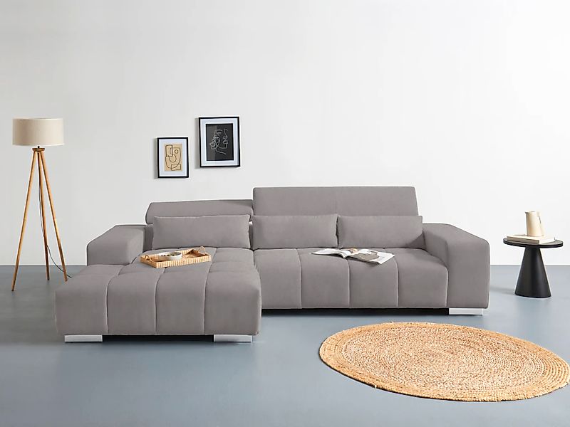 COTTA Ecksofa "Orion L-Form" mit 2x Kopfteilverstellung & 3 Nierenkissen günstig online kaufen
