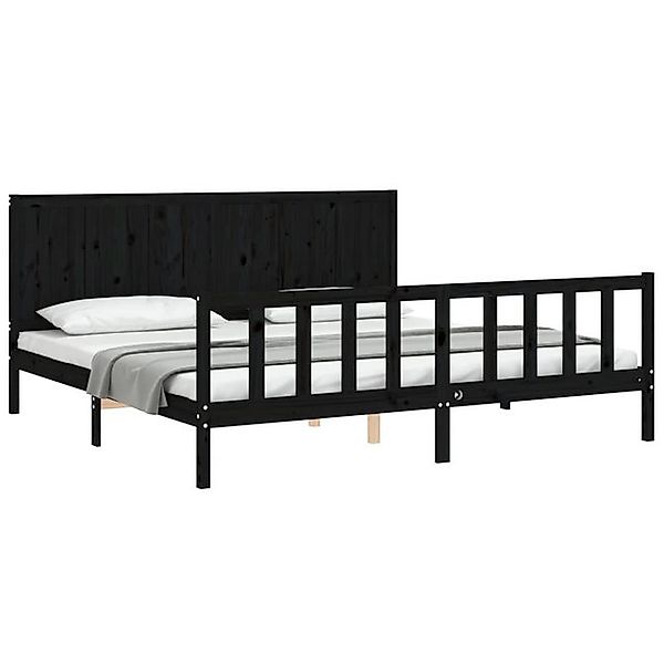 vidaXL Bett Massivholzbett mit Kopfteil Schwarz 200x200 cm günstig online kaufen