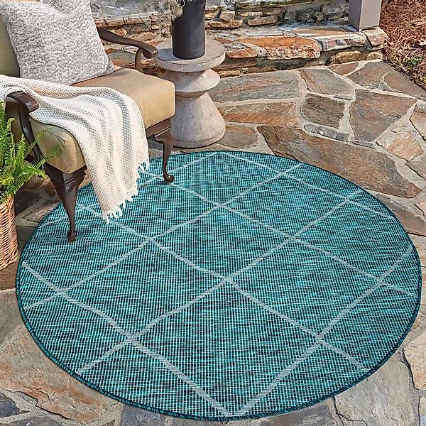 Carpet City Outdoorteppich "PALM3075" rund 5 mm Höhe Wetterfest & UV-bestän günstig online kaufen