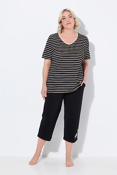 Ulla Popken Pyjama Pyjama Ringel Stickerei günstig online kaufen