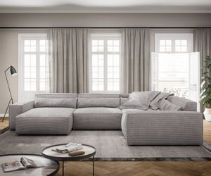 DELIFE Wohnlandschaft Sirpio, XL Cord Silbergrau günstig online kaufen