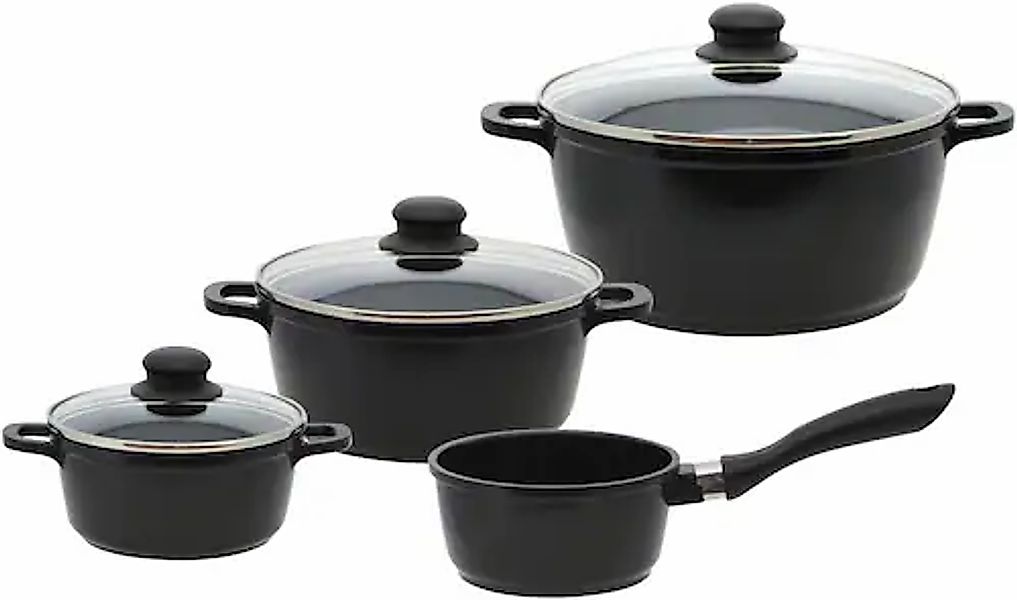 Elo Basic Topf-Set »Black Cast« Set, 3 Töpfe mit Deckel, 1 Stielkasserolle, günstig online kaufen