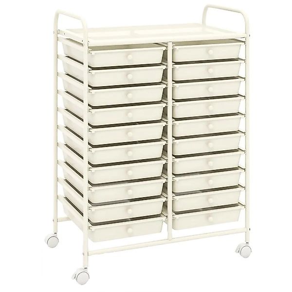 Costway Rollwagen mit 20 Stapelbaren Schubladen Badrollwagen Weiß günstig online kaufen