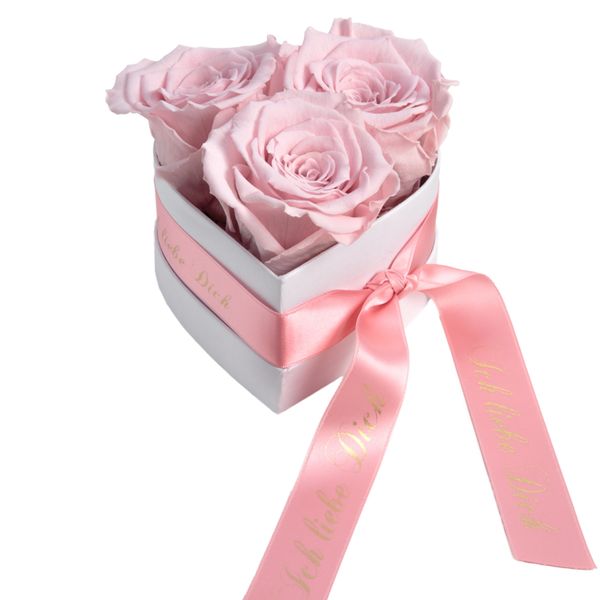 Kunstblume Rosenbox Herz 3 infinity Rosen günstig online kaufen