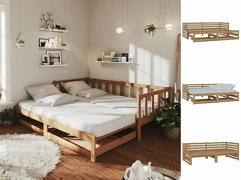 vidaXL Bettgestell Ausziehbares Tagesbett Gästebett Honigbraun 2x90x200 cm günstig online kaufen