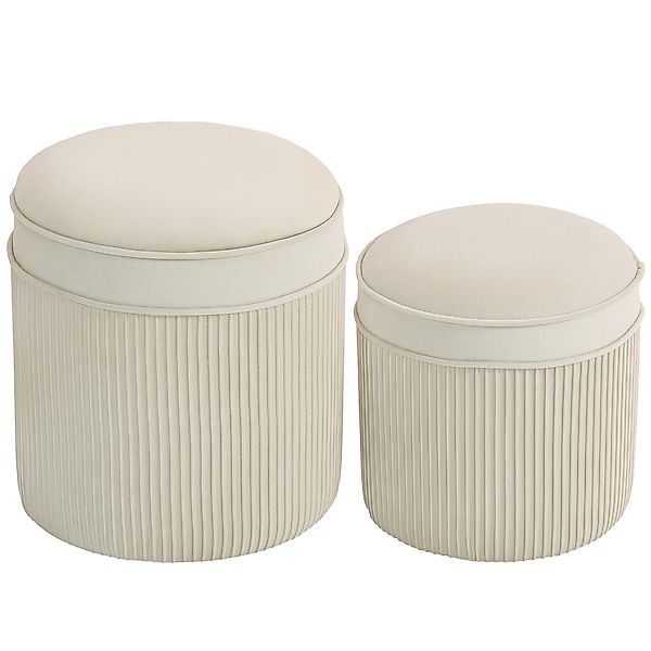 HOMCOM 2er Set Sitzhocker mit Stauraum Hocker mit Deckel, Runder Fußhocker günstig online kaufen