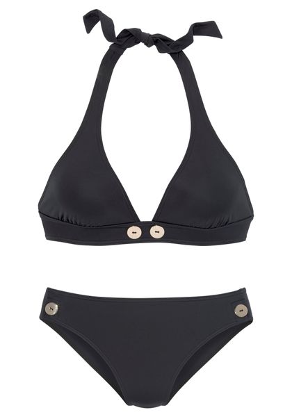 Vivance Triangel-Bikini mit goldfarbenen Zierknöpfen günstig online kaufen