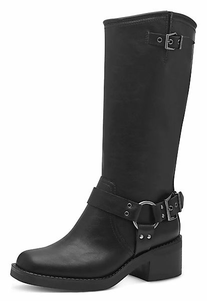 Tamaris Winterstiefel, Blockabsatz, Bikerstiefel, Langschaftstiefel mit Zie günstig online kaufen