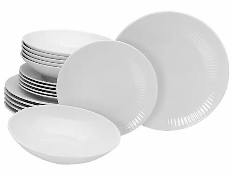 CreaTable Teller-Set »Valencia Weiß, Tellerset 18-tlg« Elegant, Boho Chic günstig online kaufen