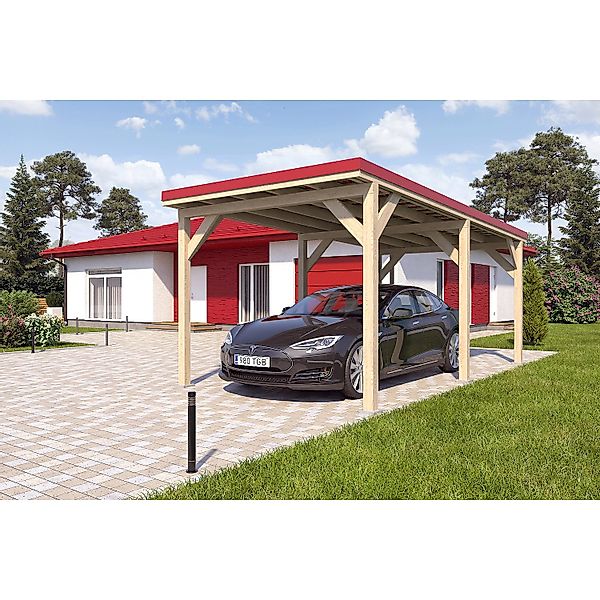Holzbrüder Carport Ralf 18m² Imprägniert-Rot günstig online kaufen