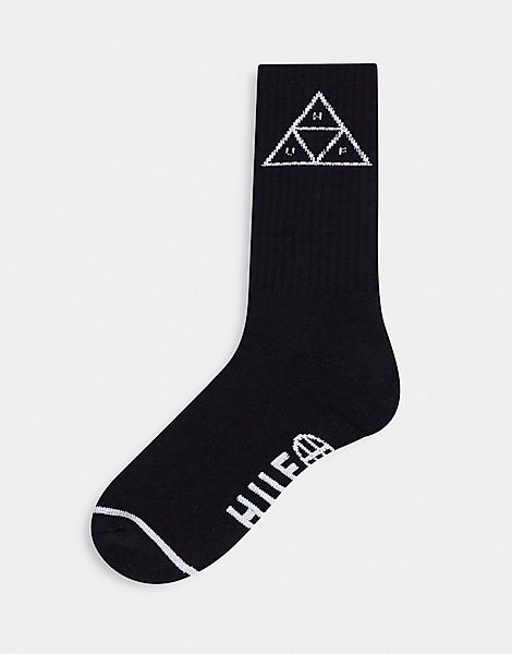 HUF – Crew-Socken in Schwarz mit dreifachem Dreiecksmotiv günstig online kaufen