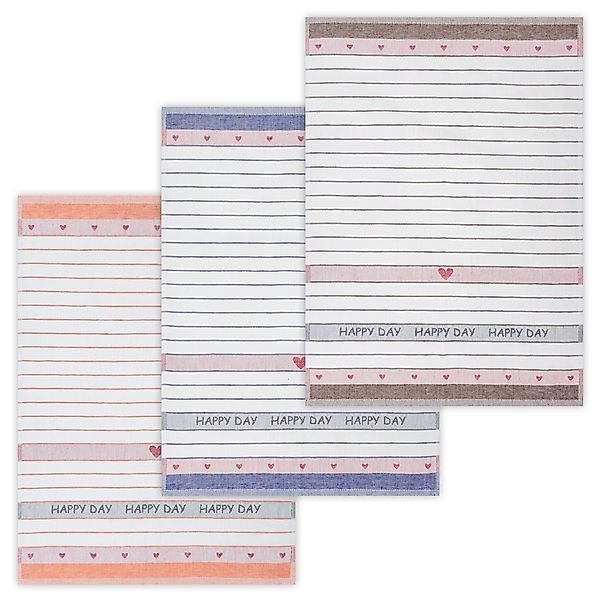 Kracht Geschirrtuch Happy Day, (Set, 3-tlg., günstig online kaufen