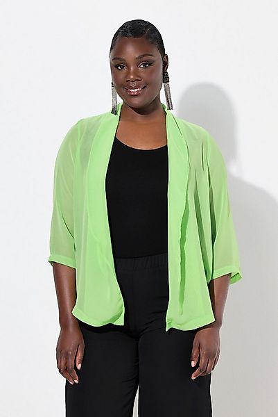 Ulla Popken Kurzjacke Chiffonjacke Oversized Schalkragen 3/4-Arm günstig online kaufen