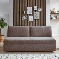 2er Schlafsofa in Taupe Webstoff Bezug günstig online kaufen