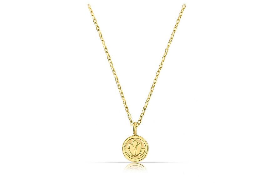 Made by Nami Kette mit Anhänger für Damen in Gold mit rundem Anhänger Lotus günstig online kaufen