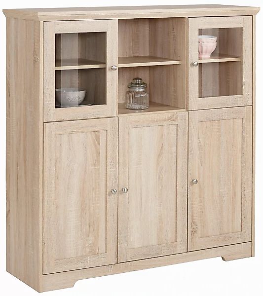 Home affaire Highboard "Nanna", Vitrine in Eichen-Optik, Breite 118 cm günstig online kaufen