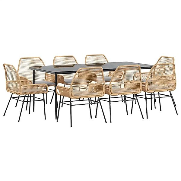 vidaXL 9-Tlg Garten-Essgruppe mit Kissen Braun Poly Rattan Glas 3334477 günstig online kaufen