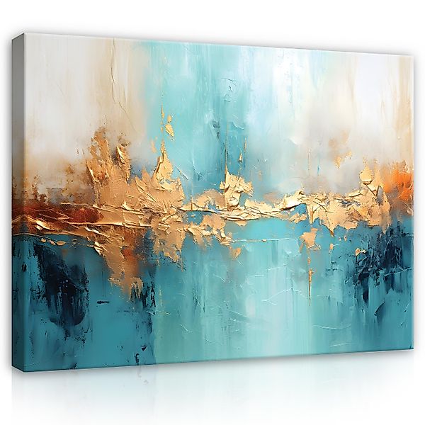 Wallarena Leinwandbild Abstrakt gold blau Kunst groß Modern Bilder XXL Lein günstig online kaufen