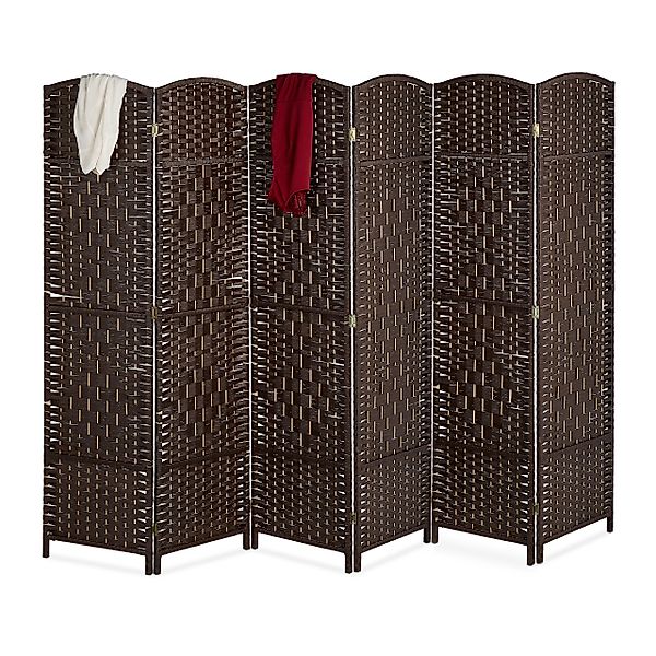 relaxdays Paravent Raumteiler 6 teilig, Braun günstig online kaufen