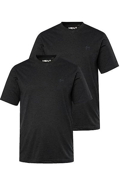 Men Plus T-Shirt Men+ T-Shirt Basic 2er-Pack Halbarm V-Ausschnitt günstig online kaufen