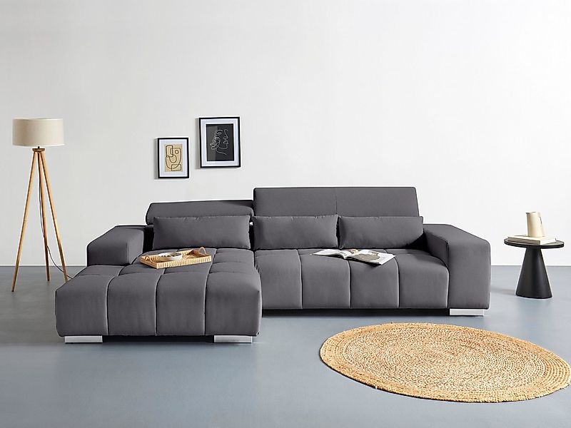 COTTA Ecksofa "Orion L-Form", mit Kopfteilverstellung & 3 Nierenkissen günstig online kaufen
