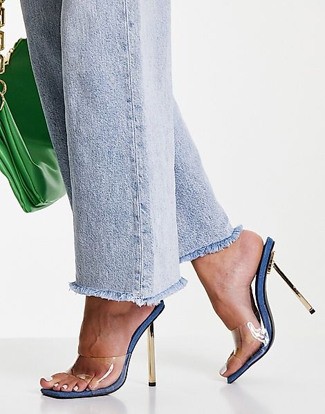 Public Desire – Amaze – Transparente Sandalen in Jeansblau mit Absatz günstig online kaufen