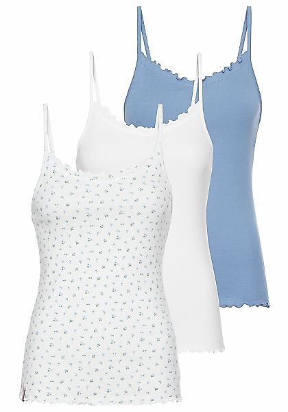 KangaROOS Spaghettitop, 3 Stk. mit verspielter Rollsaumkante günstig online kaufen