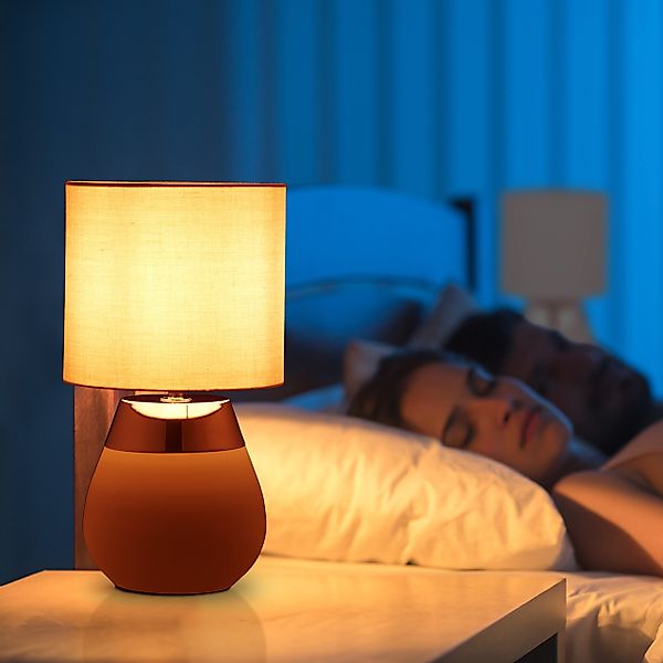 relaxdays Nachttischlampe Tischlampe mit Stoffschirm 2er günstig online kaufen