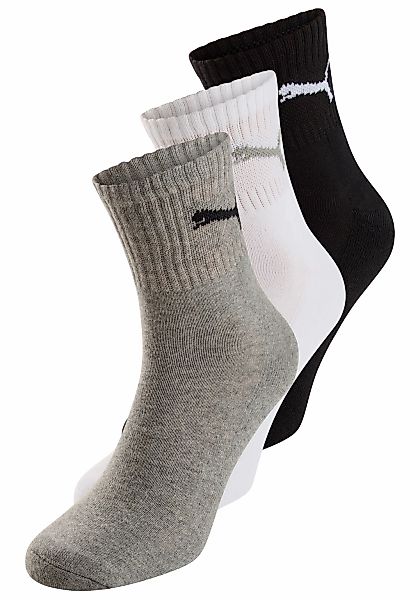 PUMA Sportsocken "short crew" 3 Stk. tlg. gepolsterte Frottee-Sohle, atmung günstig online kaufen