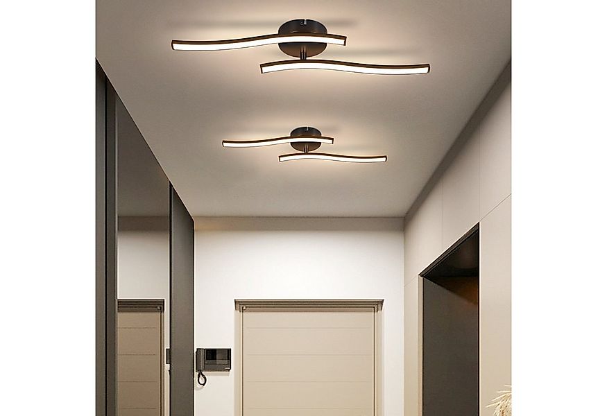 ZMH LED Deckenleuchte Wohnzimmer Schwarz Wellen Design Modern Deckenlampe 3 günstig online kaufen