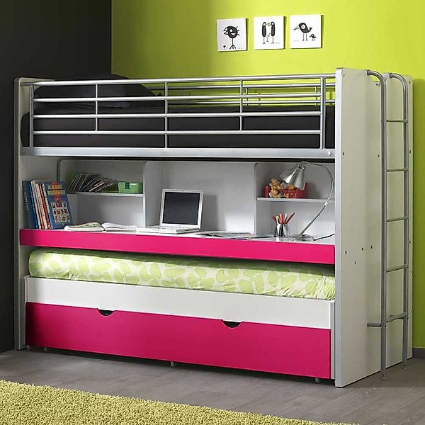 Kinder-Etagenbett in Pink Pink-Weiß günstig online kaufen
