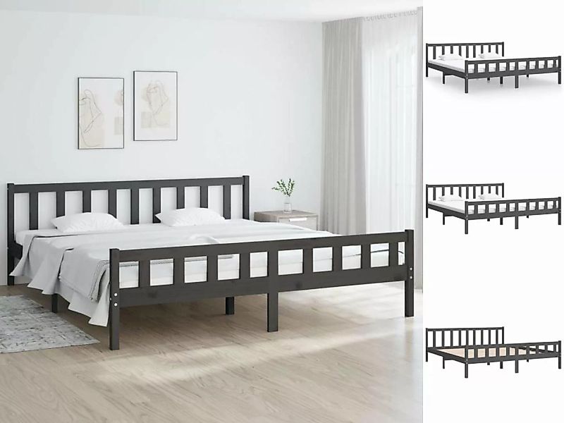 vidaXL Bettgestell Massivholzbett Grau 200x200 cm Bett Bettgestell Doppelbe günstig online kaufen
