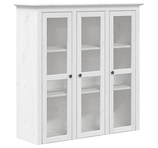 vidaXL Vitrine Vitrinenschrank mit Glastüren BODO Weiß Massivholz Kiefer (1 günstig online kaufen