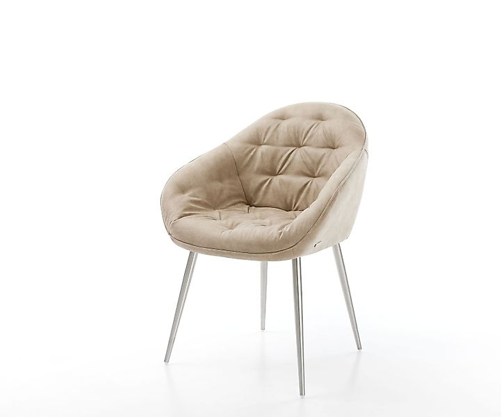 Esszimmerstuhl Gaio-Flex Mikrofaser Beige Vintage 4-Fuß konisch Edelstahl günstig online kaufen
