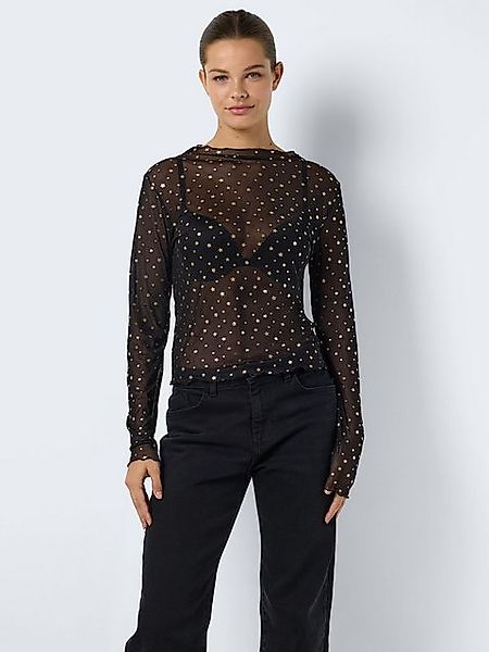 Noisy may Shirttop Glitzer-Effekt Langarm Regular Fit NMSTAR FOIL L/S HIGH günstig online kaufen