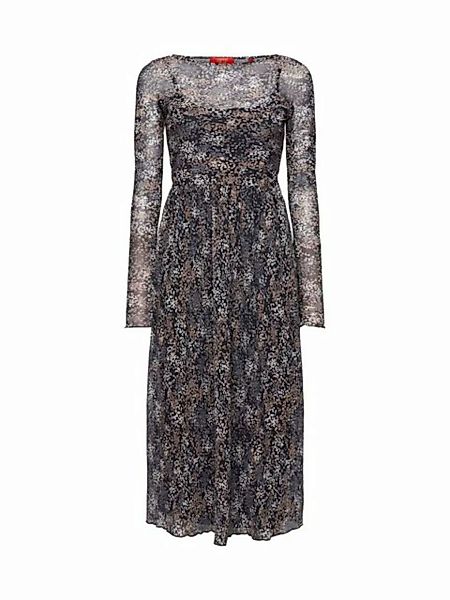 Esprit Midikleid Plissiertes Mesh-Kleid mit Muster günstig online kaufen